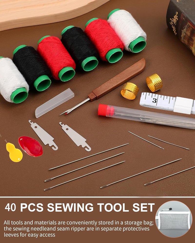 CAJECT 40PCS Big Eye Steel Needles Set with Storage Bag, All-in-One Hand Sewing Kit with Case, Steel Embroidery Needles & Threaders for Embroidery, Cross Stitch, Fabric Mending & Clothing Repair - Image 2